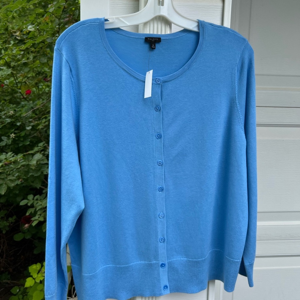 NWT Talbots Cerulean Blue Long Sleeve Charming Cardigan